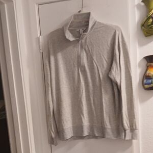 Men's Gray Sweater 1/4 Zip Long Sleeve Stand Up Collar